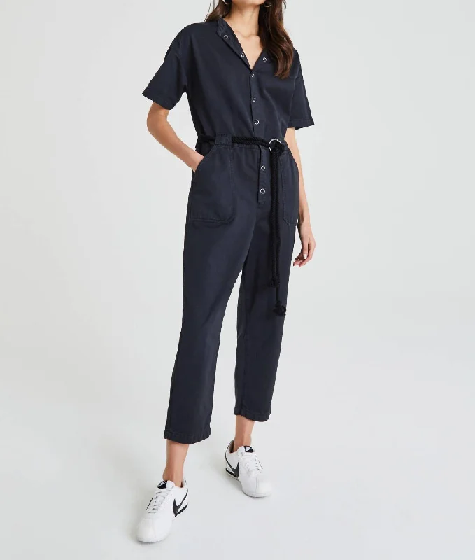 women's jumpsuits for wrinkle-resistant materialsEmery Jumpsuit In Sulfur Black