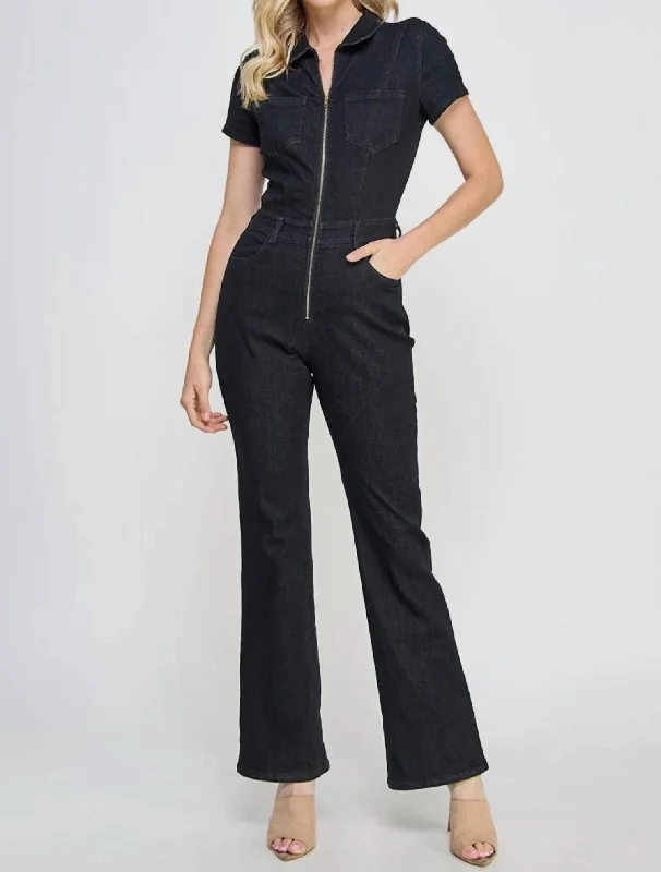 women's formal jumpsuitsGilliana Denim Jumpsuit In Black