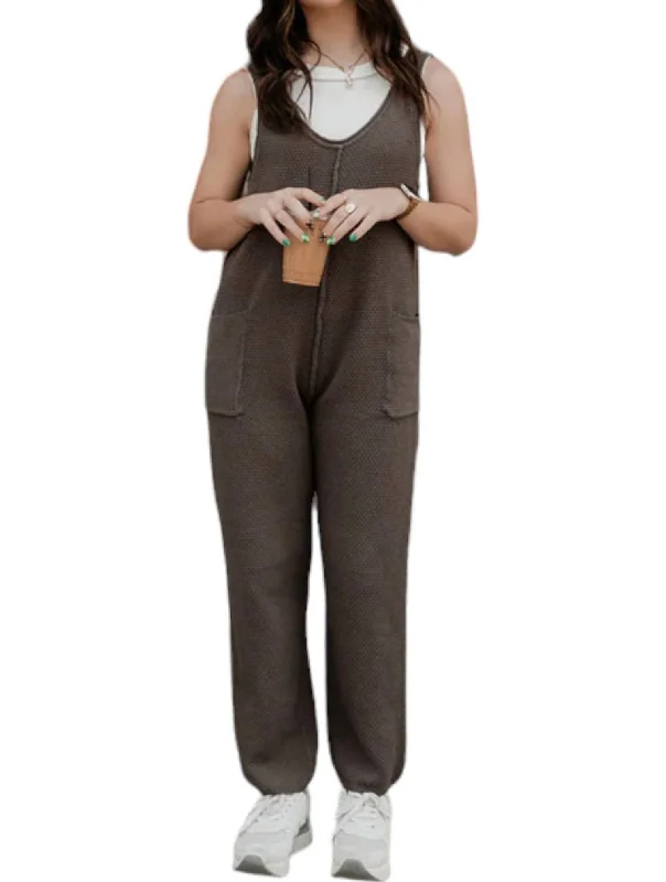 women's jumpsuits for winterKnit Sweater Jumpsuit In Brown