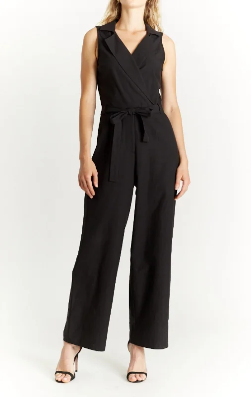 women's elegant jumpsuitsLarissa Lapel Jumpsuit In Black