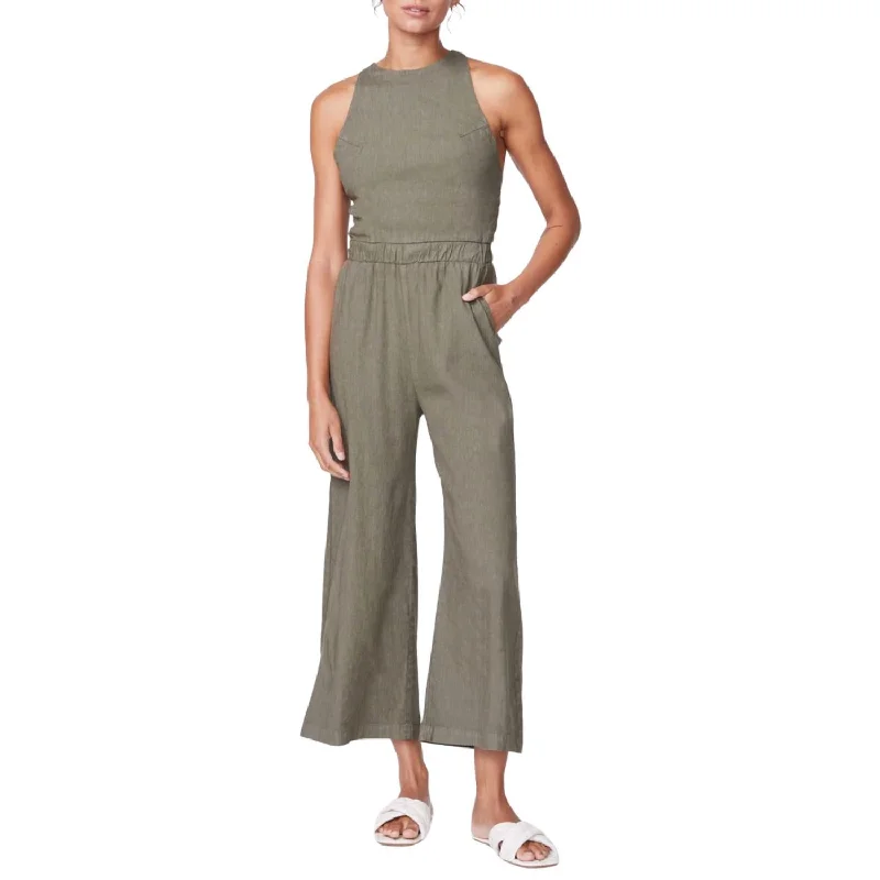 women's vintage jumpsuitsLinen Racer Jumpsuit In Army