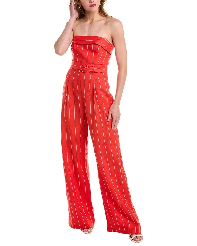 women's jumpsuits for machine-washable fabricsNicholas Chara Strapless Wide Leg Linen-Blend Jumpsuit