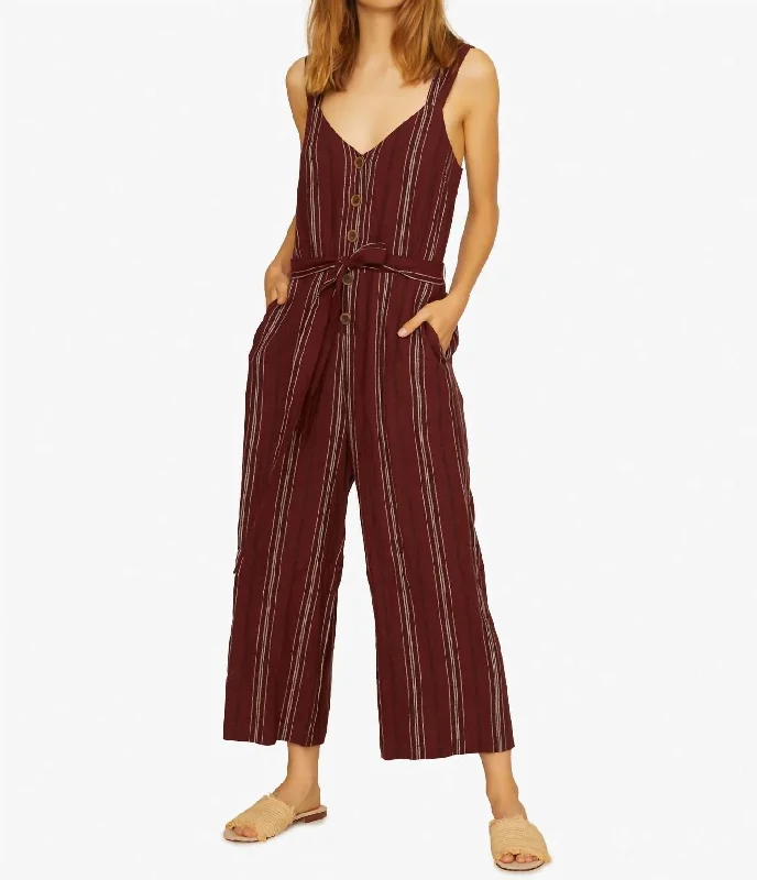 women's jumpsuits for breathable wearSedona Jumpsuit In Henna Multi Stripe