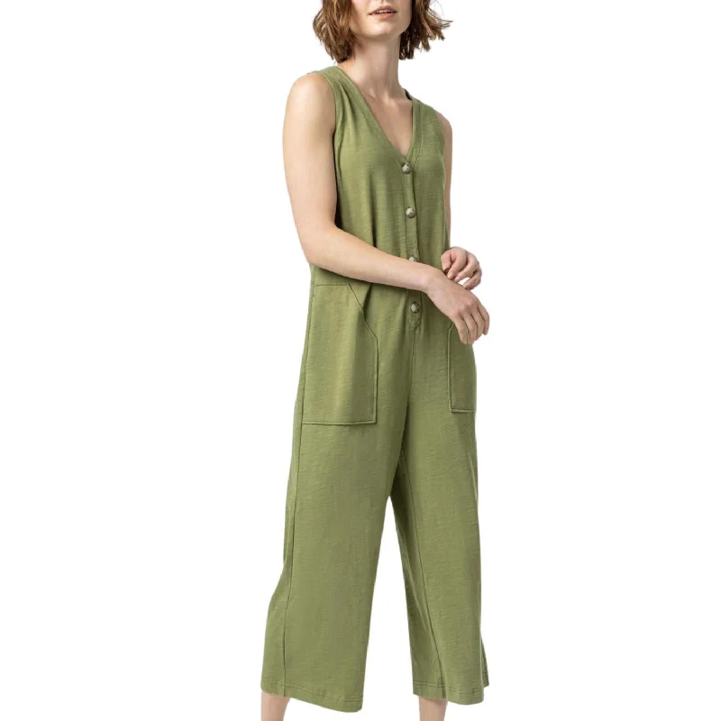 women's jumpsuits made of cottonSleeveless Jumpsuit In Dill