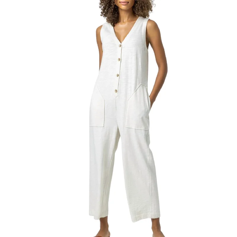 women's jumpsuits made of satinSleeveless Jumpsuit In Gardenia