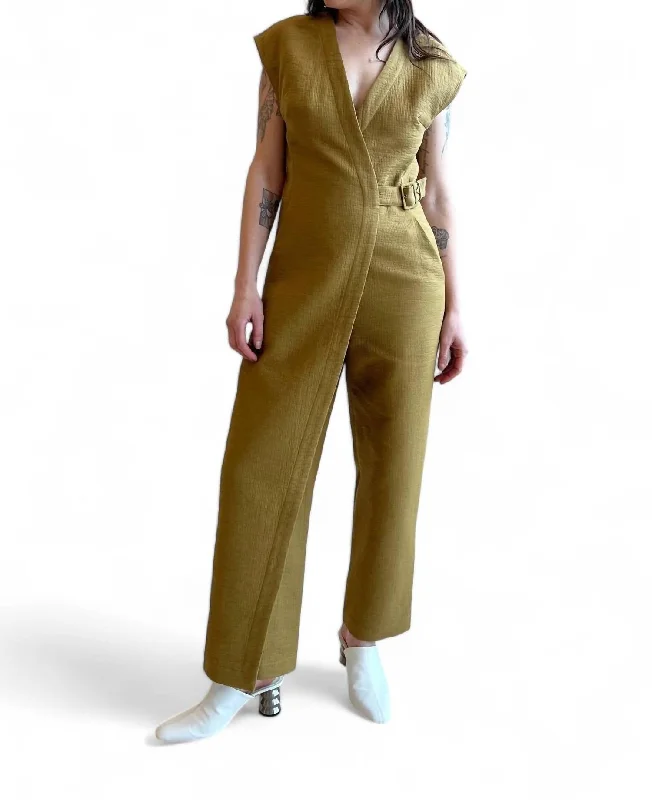 women's wide-leg jumpsuitsSteadfast Jumpsuit In Gold