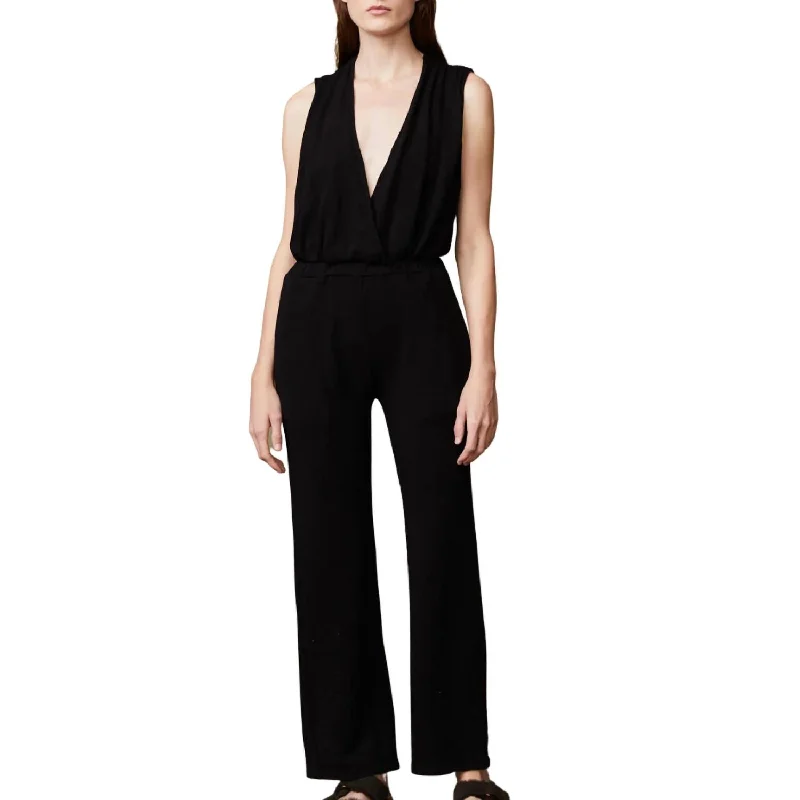 women's formal jumpsuitsSupersoft 70's Jumpsuit In Black