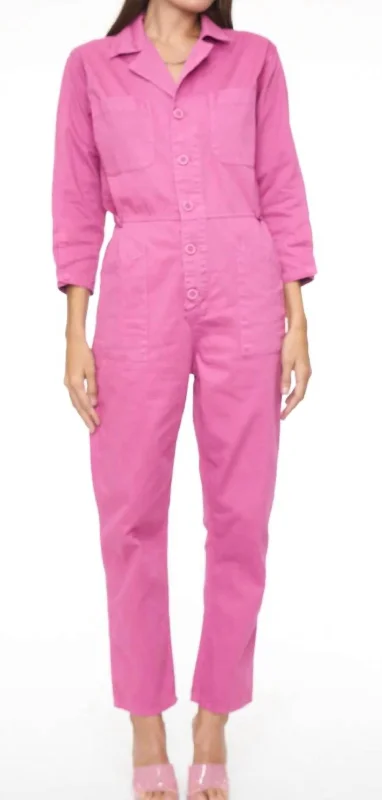 women's jumpsuits made of cottonTanner Field Jumpsuit In Fuchsia