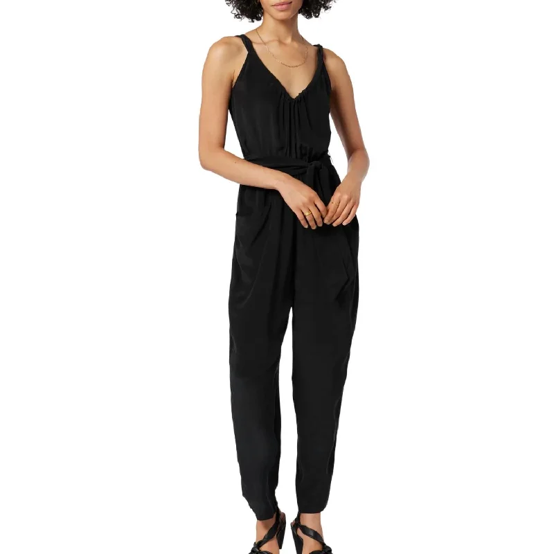 women's jumpsuits for maximalist fashionVernet Silk Jumpsuit In Caviar