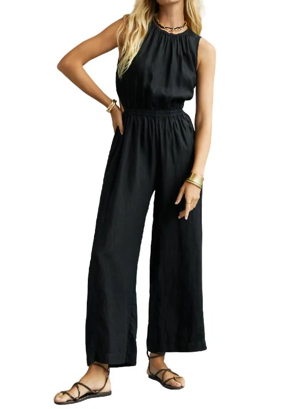 women's jumpsuits with flutter sleevesVivi Cut-Out Jumpsuit In Black