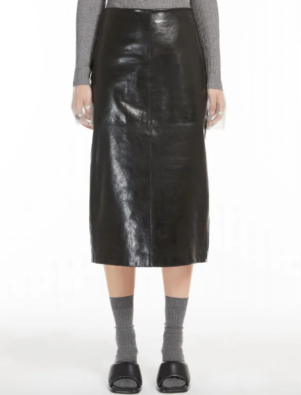 women's fitted skirtsBairo Nappa Leather Midi Skirt In Black