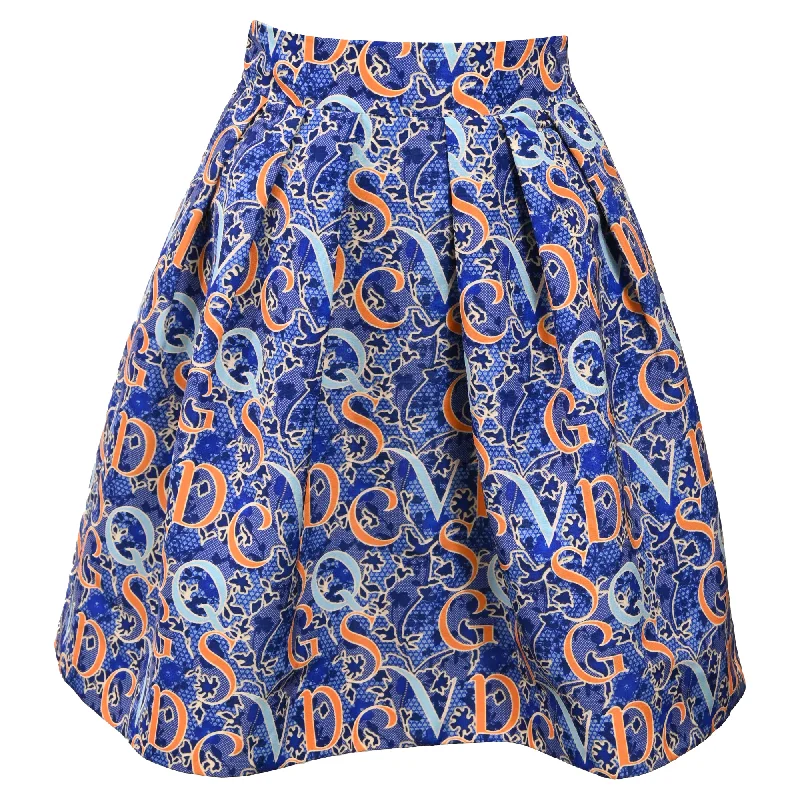 women's fair-trade solid-color skirtsMary Katrantzou Printed Mini Flared Skirt in Multicolor Viscose