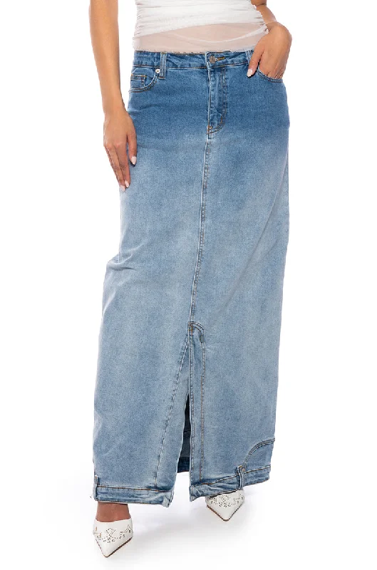 women's dressy skirtsSEEING DOUBLE DENIM MAXI SKIRT