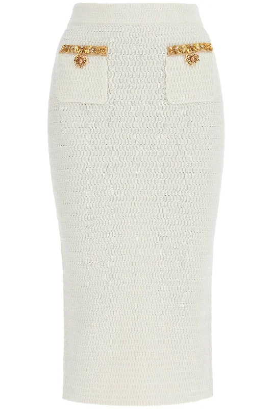 women's lightweight evening skirtsSelf Portrait Women's 'Knitted Lurex Midi Skirt