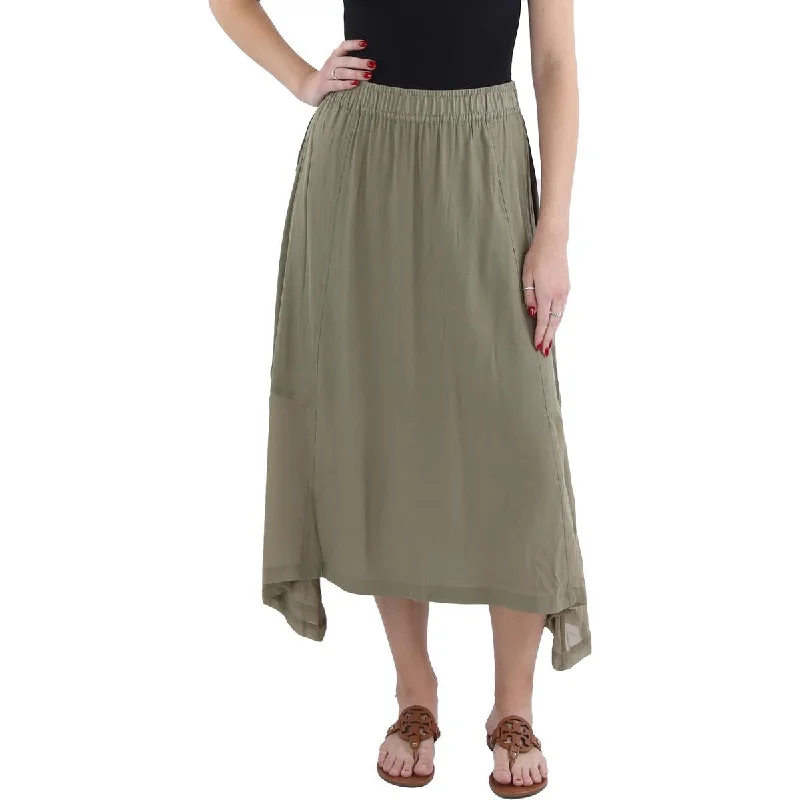 women's adventure-ready evening skirtsWomens Handkerchief Hem Mid Calf Midi Skirt