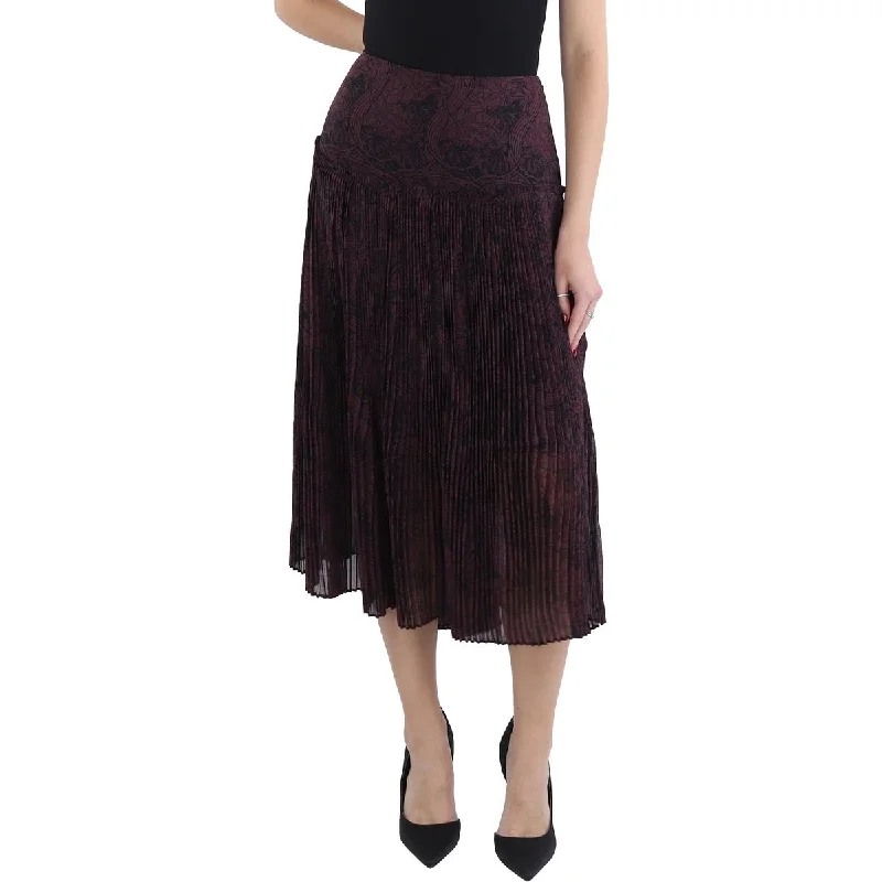 women's lace skirtsWomens Pleated Mid Calf A-Line Skirt